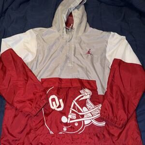 Nike Oklahoma Sooners Anorak Half‑Zip Hoodie Jacket Mens XL Red Jordan Football